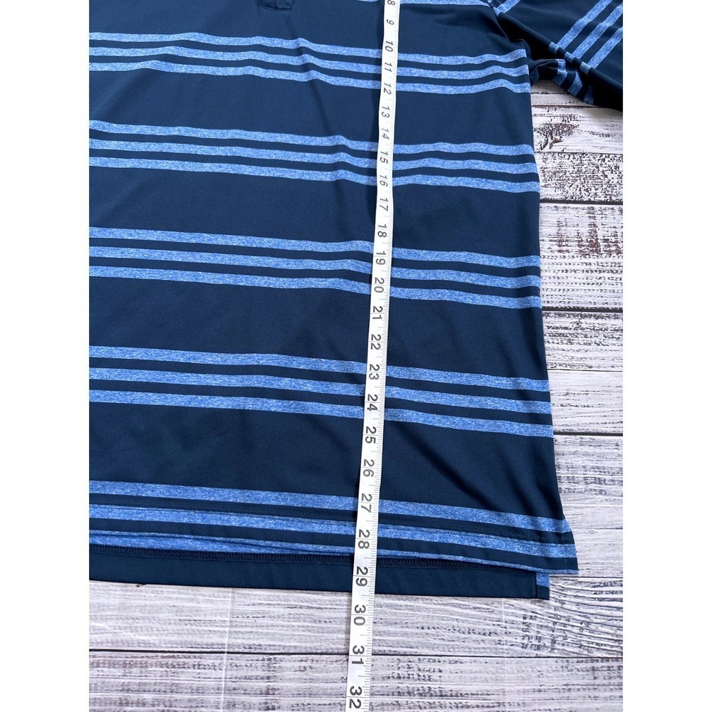 Adidas Golf Polo Shirt Men's Large Navy Blue Light Blue Stripe Short Sleeve - Picture 4 of 7